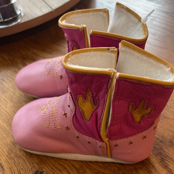 Roper Prewalker Size Medium 6-9 months New Pink Cowboy Boots Leather Upper - Picture 3 of 4